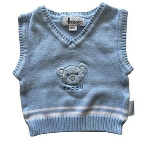 Harrods Blue Teddy Bear Knit Vest